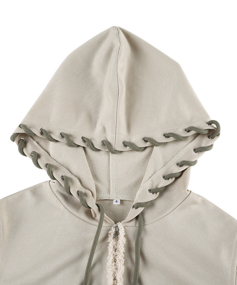 Hooded Knit Patchwork Set