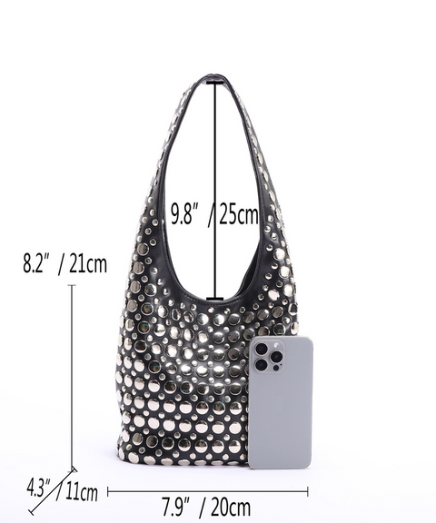 Polka Dot Studded Tote Bag