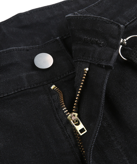 Metal Ring Denim Cargo Pants