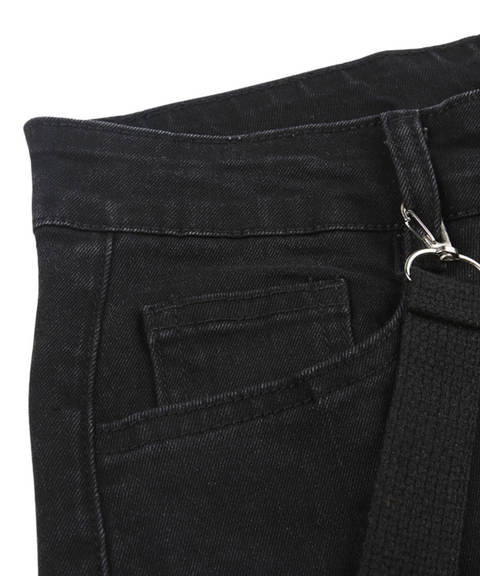 Metal Ring Denim Cargo Pants