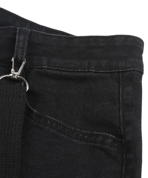 Metal Ring Denim Cargo Pants