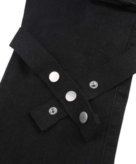 Metal Ring Denim Cargo Pants