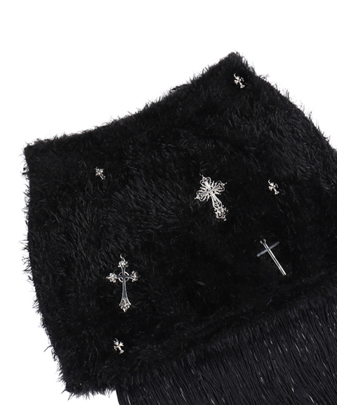 Cross Fringed Mini Skirt