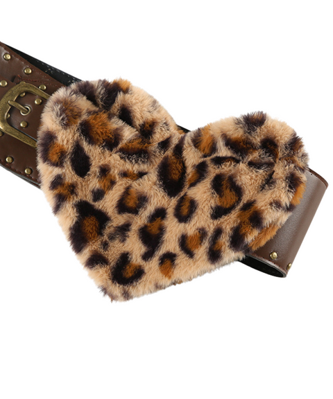 Leopard Patchwork Wide-Belt Stacked Layer Belt