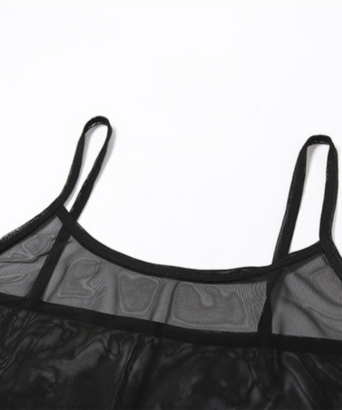 Mesh Vest Leopard Camisole Set