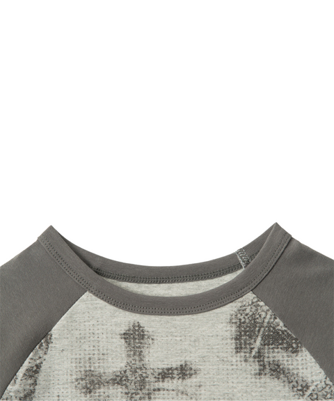 Cross Print Color-Block T-Shirt