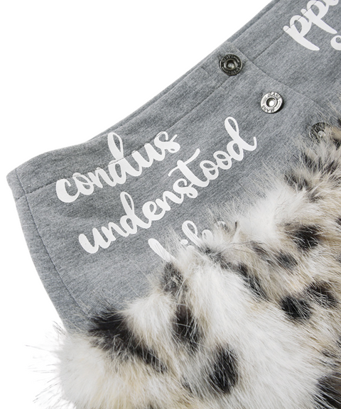 Leopard Patchwork Letter Print Mini Skirt