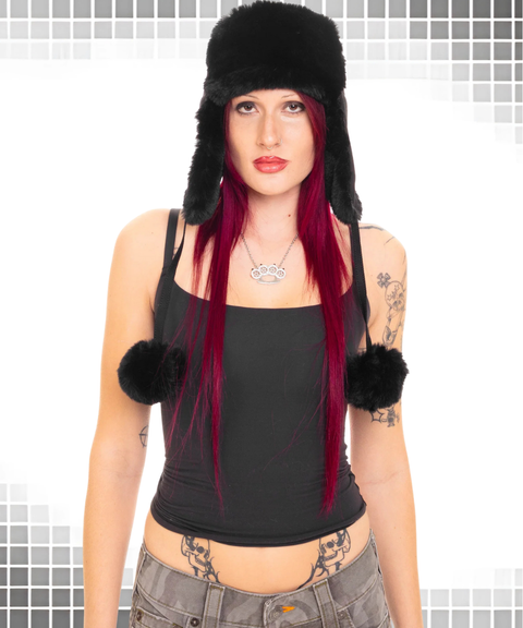 Leopard print cross rhinestone warm Y2K hat