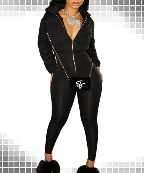 Extra Thick Zipper Padded Jumpsuit