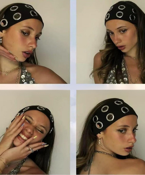 Punk style metal ring wide brim headband