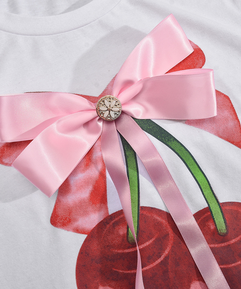 Printed Crewneck Bow T-Shirt