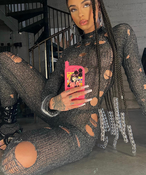 ripped detail lace-up knitted jumpsuit