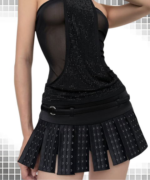 Breasted design is versatile with a half-length mini skirt
