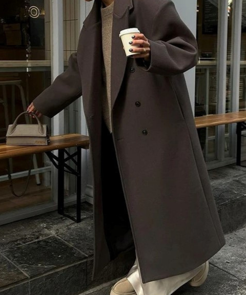 Elegant lapel long coat