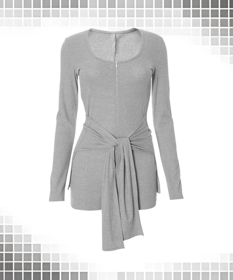 Long-sleeved Tie Jumpsuit