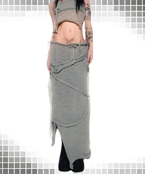 Tie-Up Vest And High-Waisted Tassel Maxi Skirt Set