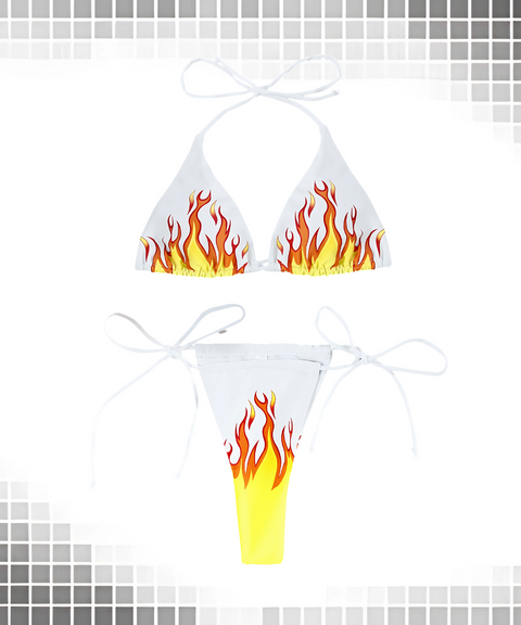 Flame Print Bikini Set