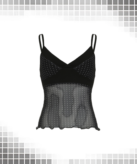 Polka Dot Print Mesh Vest