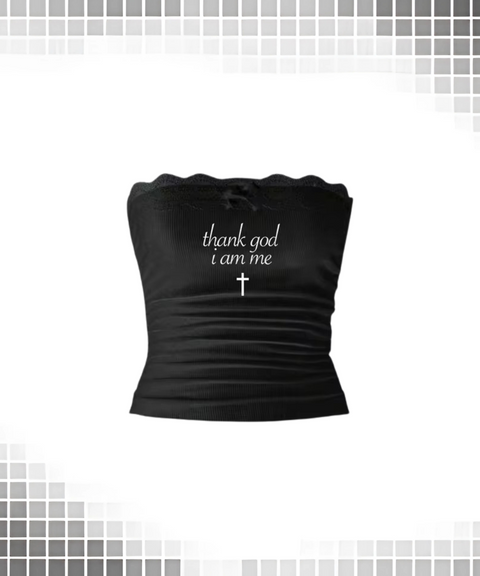 Letter Print Suspender Top