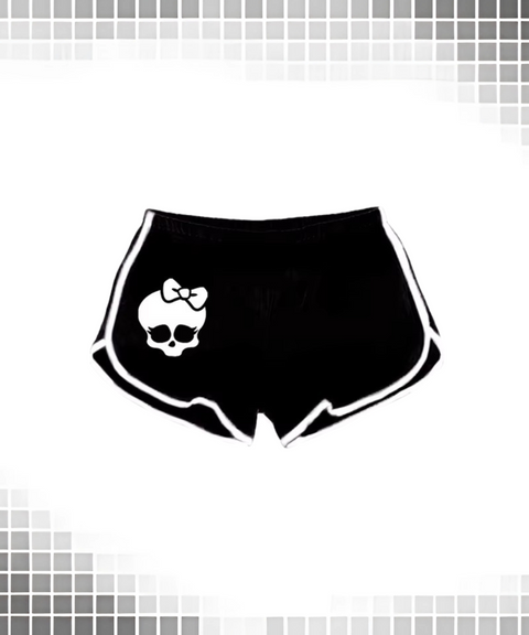 Skull Print Solid Shorts