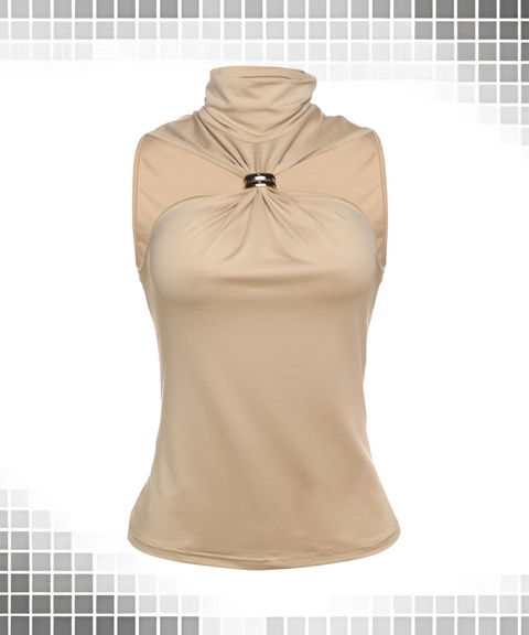 Solid Half-high Collar Sleeveless Vest