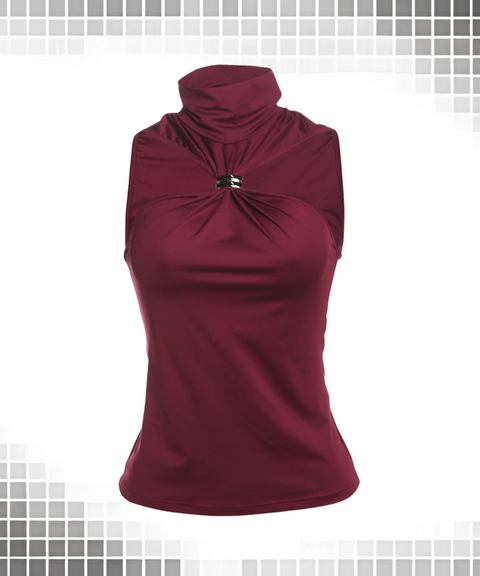 Solid Half-high Collar Sleeveless Vest