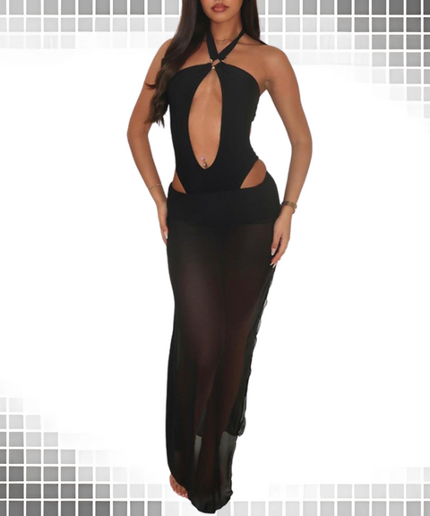 Sleeveless Jumpsuit Long Skirt Set