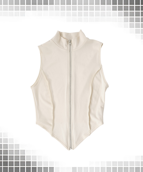 Zipper Sleeveless Top And High-Waisted Shorts Set