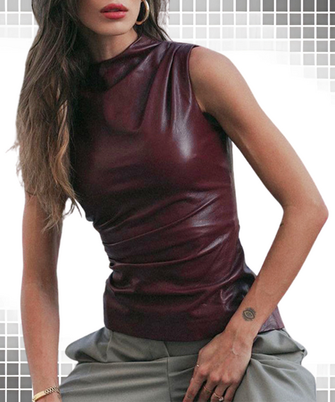 Leather Waist Sleeveless Top
