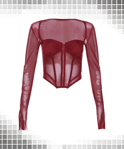 Square-neck Long-sleeved Top