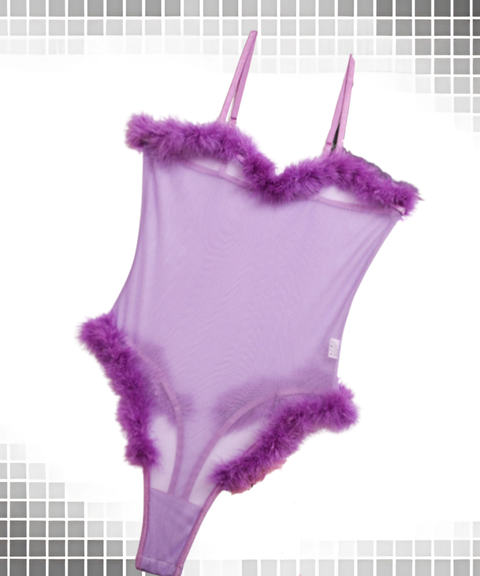 Christmas-style mesh feather sexy bodysuit