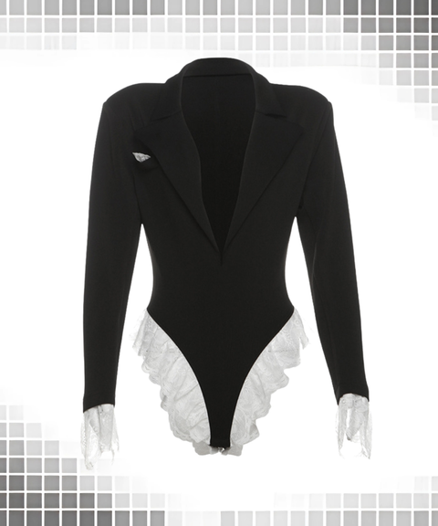 Sexy lace-trimmed bodysuit