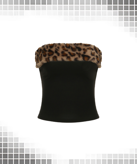 Short Plush Leopard Patchwork Top And Shorts Set
