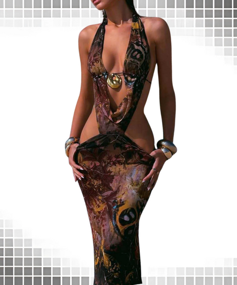 Retro Print Dress