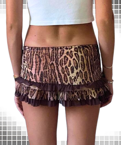 Leopard Print Low Waist Skirt