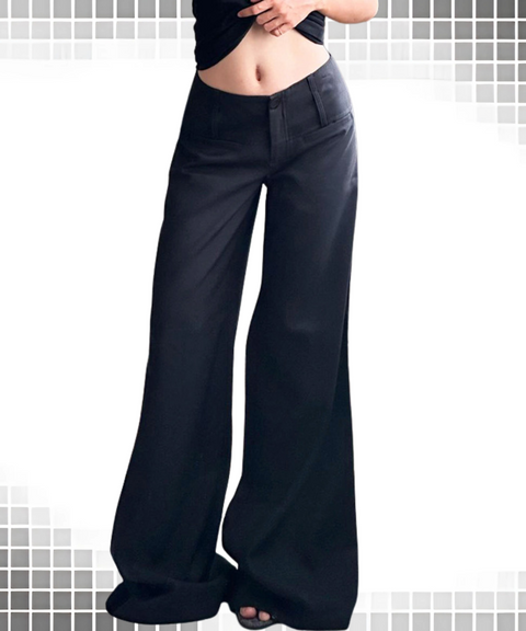 Low-Waist Straight Casual Trousers