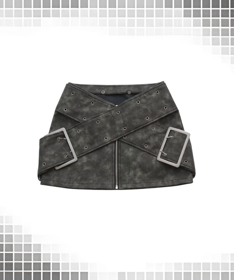 Cross-belt PU Skirt