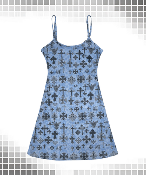 Cross Print Slip Dress
