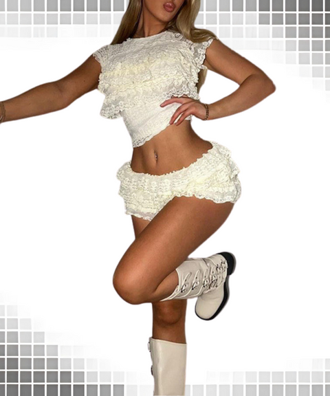 Hollow-Out Shorts Set
