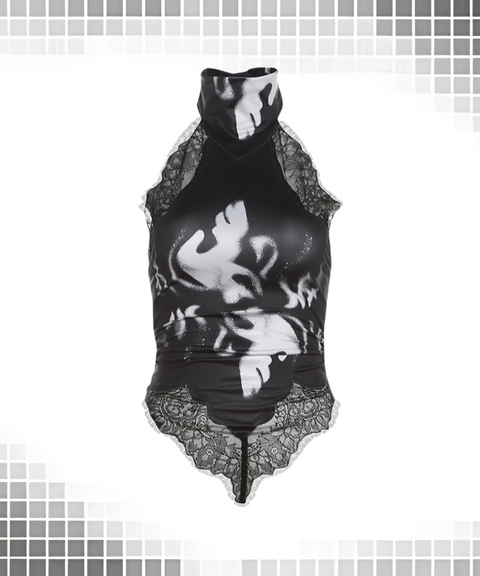 Printed Lace Tight Vest