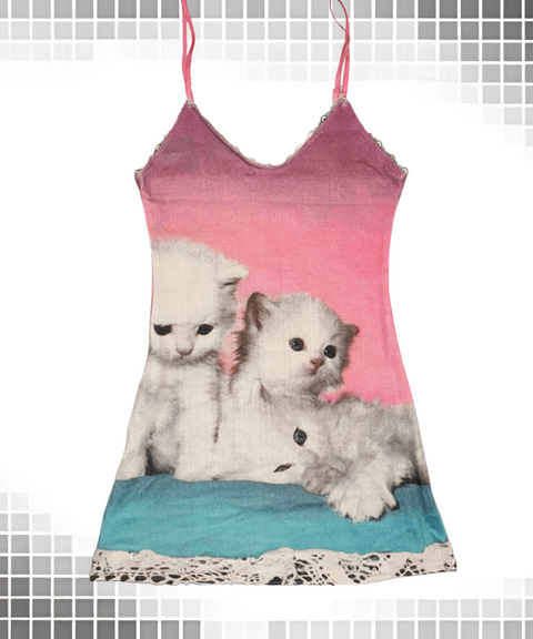 Cat Print Slip Dress