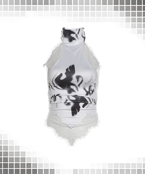 Printed Lace Tight Vest