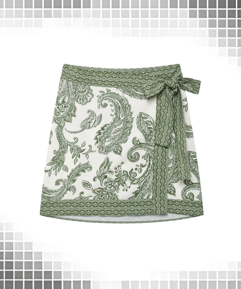 Printed Long-Sleeved Shirt And Skirt Set