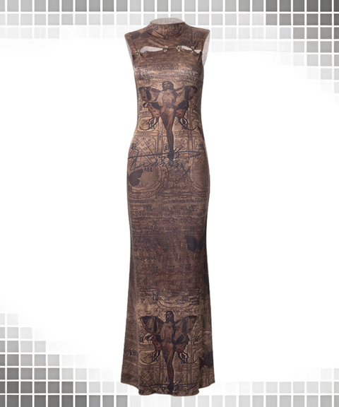 Printed Round-neck Sleeveless Dress