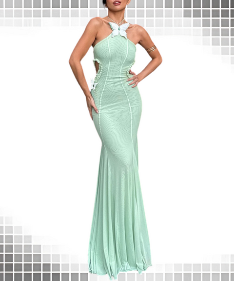 Butterfly Halter Neck Dress