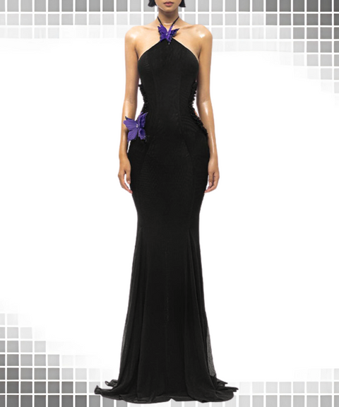 Butterfly Halter Neck Dress