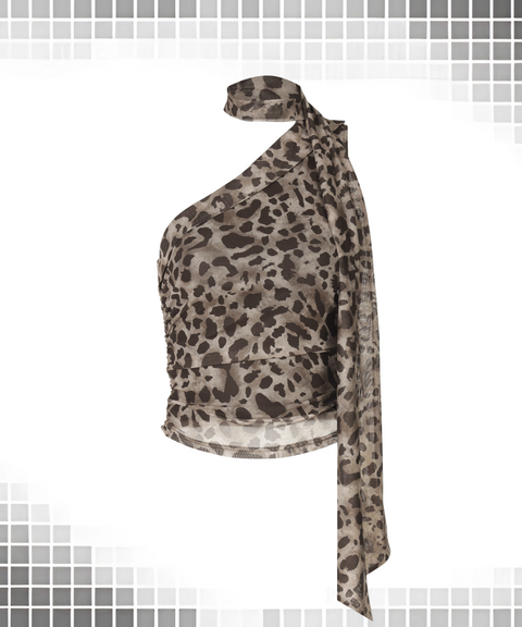 Leopard Print Off-Shoulder Short Vest