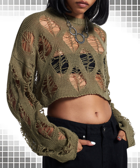 Openwork Loose-knit Sweater