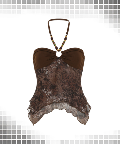 Retro Beaded Halter Top