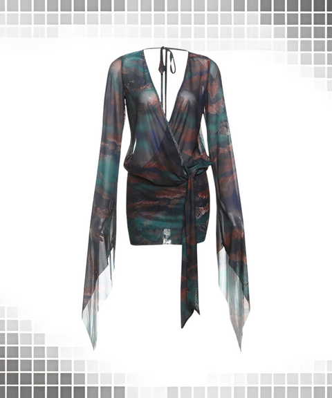 Short Mesh Printed Dress